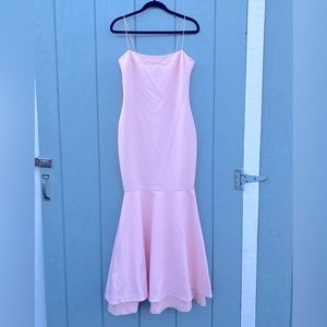 powder pink mermaid cut spaghetti strap gown; Likely brand size 8